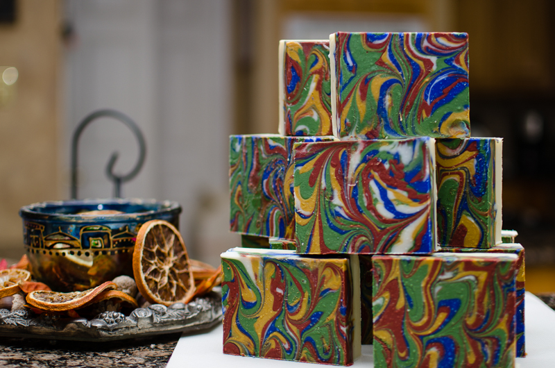 peacock swirl handmade soap